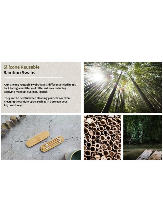 Silicone Make Up Swabs | Set of 2 with Bamboo Case | By New Living | Eco Friendly Reusable Silicone QTips | For Make Up - Image 2