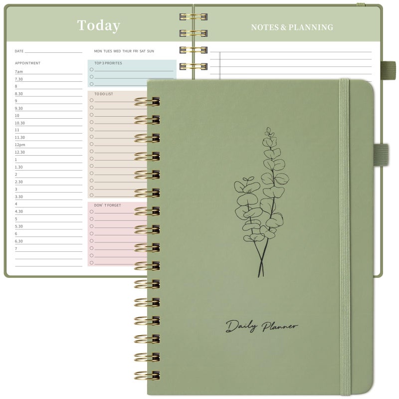 Oucaru Undated Daily Planner, A5 Spiral Notebook with Hourly Schedule, To Do List, Priorities, and Notes for Productivity - Easily Organize Your Tasks, Appointments & Goals for Women - Image 1