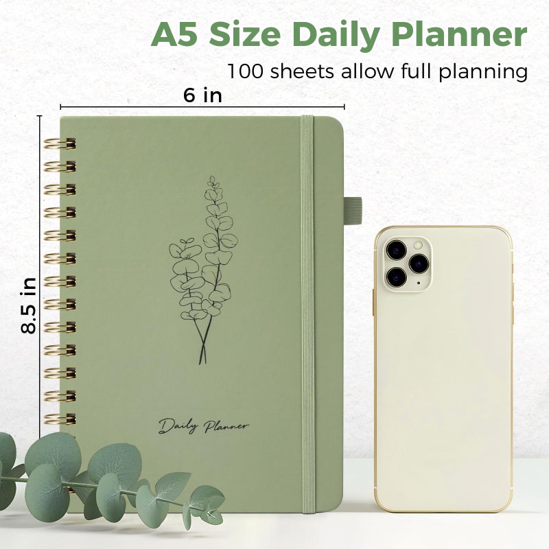 Oucaru Undated Daily Planner, A5 Spiral Notebook with Hourly Schedule, To Do List, Priorities, and Notes for Productivity - Easily Organize Your Tasks, Appointments & Goals for Women - Image 2