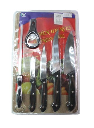 Knife Set/openerfor Kitchen/Knife sharpener, Stainless Steel, Handle with Ergonomic Design for Home & Restaurant, Wooden Cutting Board(Black, Set of 7) - pzsku/Z55E8CBE2202ADE7E4D99Z/45/_/1733909837/282609a8-d073-4e0e-b31c-e06ce71d38aa