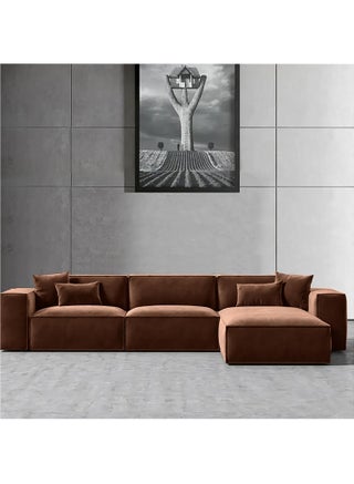 Karnak Carol Corner l L-Shaped Luxury Sofa For Living Room Solid Wood Corner Modern Design Couch, Velvet Upholstered Color (Left, Dark Brown) - pzsku/Z55E8D896F46856751E09Z/45/_/1731156763/d277c0f4-2956-417a-b916-ab1c396ca7fd