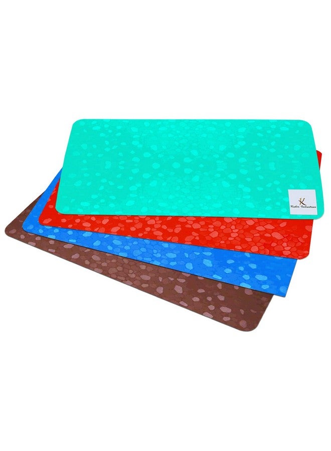 Kuber Industries Polyvinyl Chloride Diamond Design 4 Pieces PVC Refrigerator/Fridge Multipurpose Drawer Polka Dot Mat Set(Brown, Blue, Green & Red) - Ctktc032413 - Image 1