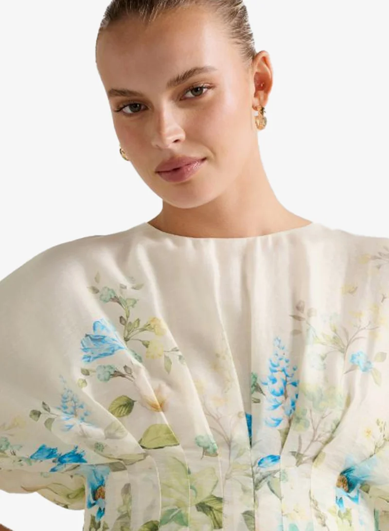 forever new Mary Printed Pleated Peplum Top