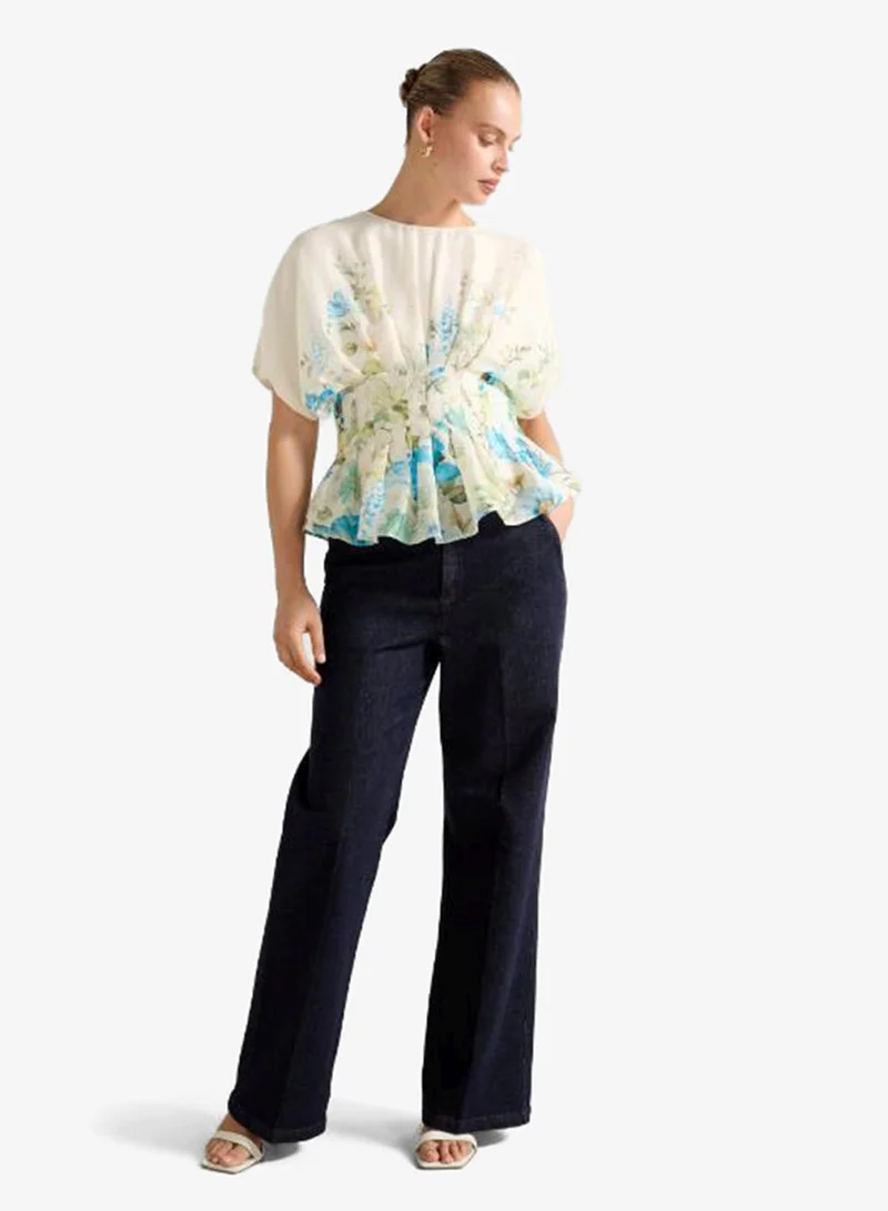 forever new Mary Printed Pleated Peplum Top