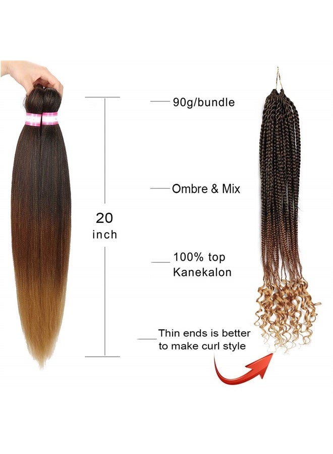 Dorsanee 3 Tone Pre-stretched Braiding Hair Synthetic Braids Professional Hair Extensions for Braiding 20 Inch Yaki Texture Straight Ombre Brown Blond Color Mixed Crochet Twist Hair 8Pcs/lot (#1B/30/27) - Image 4