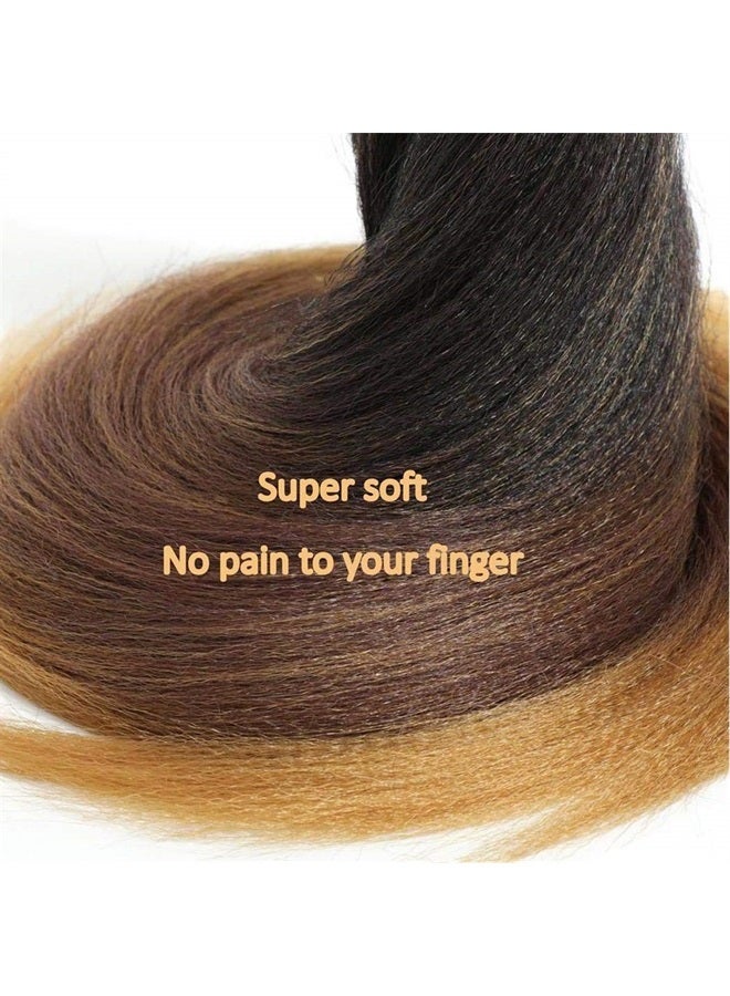 Dorsanee 3 Tone Pre-stretched Braiding Hair Synthetic Braids Professional Hair Extensions for Braiding 20 Inch Yaki Texture Straight Ombre Brown Blond Color Mixed Crochet Twist Hair 8Pcs/lot (#1B/30/27) - Image 5