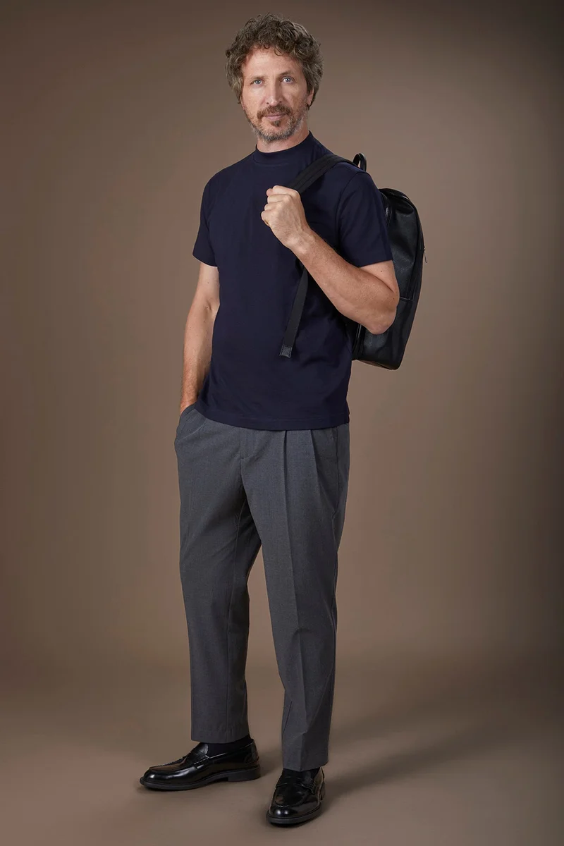 Doppelganger Men's regular fit turtleneck T-shirt - DK Blue