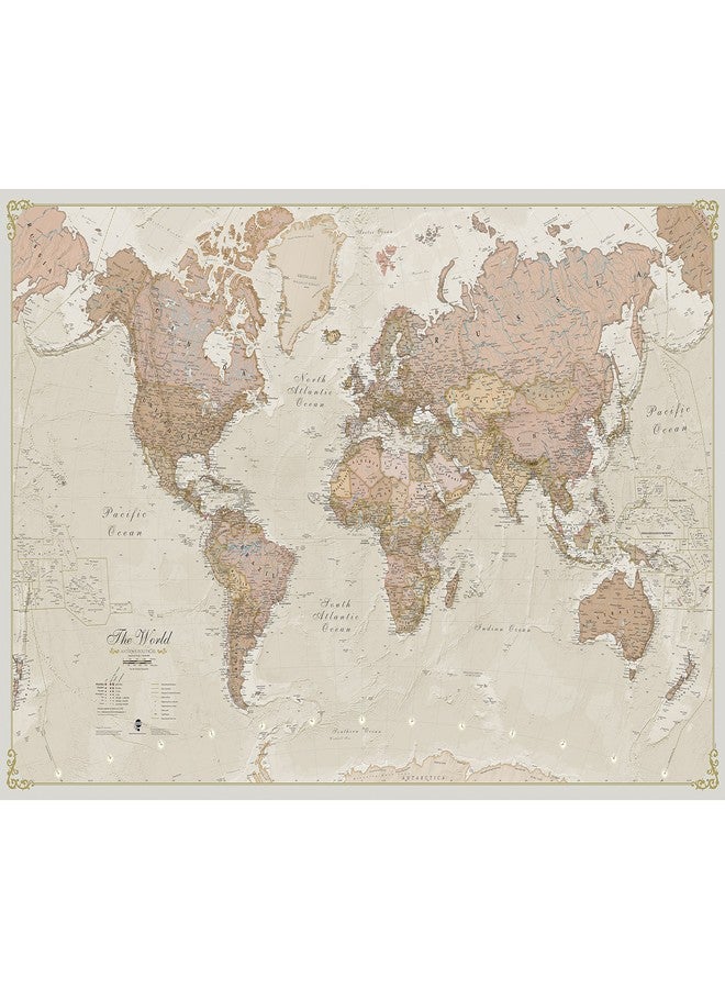 Maps International Giant World Map - Antique Style Mega-Map Of The World - Laminated - 46 x 80-2025 Updated - Image 1