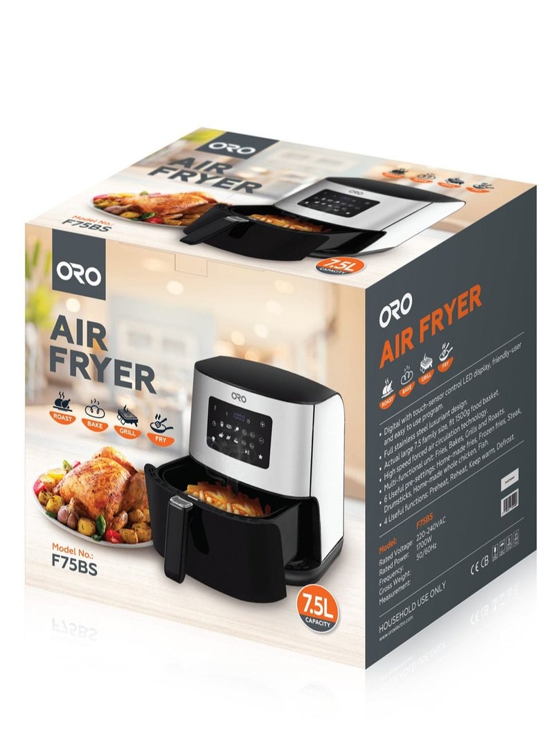 ORO Air Fryer 7.5L 1700W Digital Control LED Display Stainless Steel - Image 5