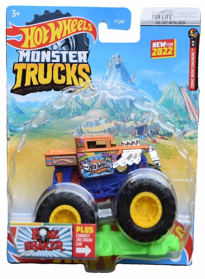 Hot Wheels Monster Trucks Bone Shaker - Plus Connect and Crash Car - 2022 Comic Book Crashers