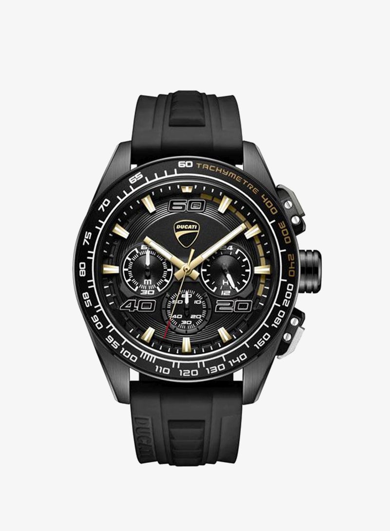 Ducati DT011 Black Dial Black Silicone Strap Chronograph Watch for Men - 44mm - Image 1