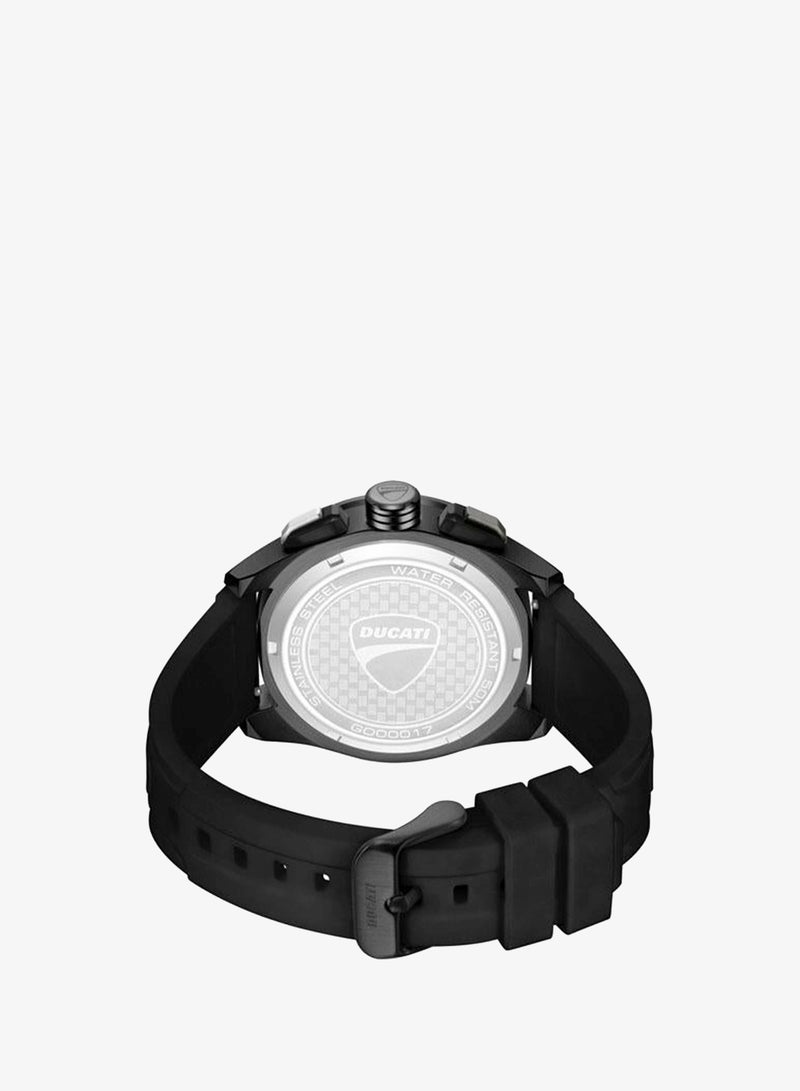 Ducati DT011 Black Dial Black Silicone Strap Chronograph Watch for Men - 44mm - Image 3