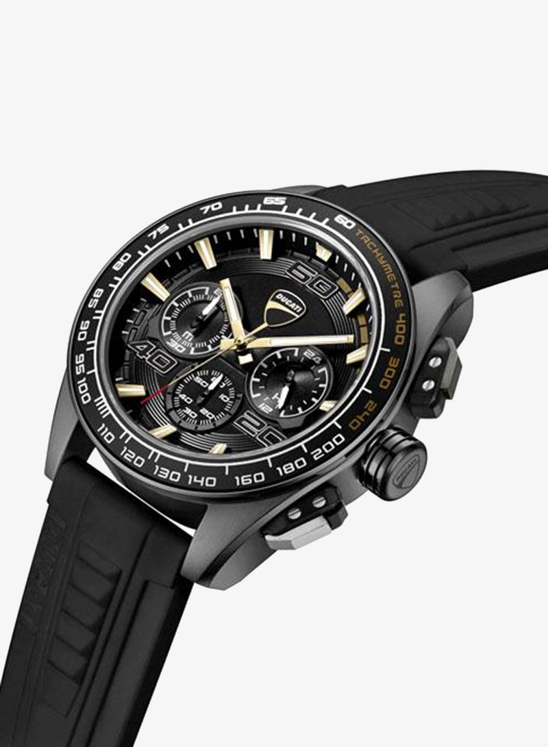 Ducati DT011 Black Dial Black Silicone Strap Chronograph Watch for Men - 44mm - Image 2