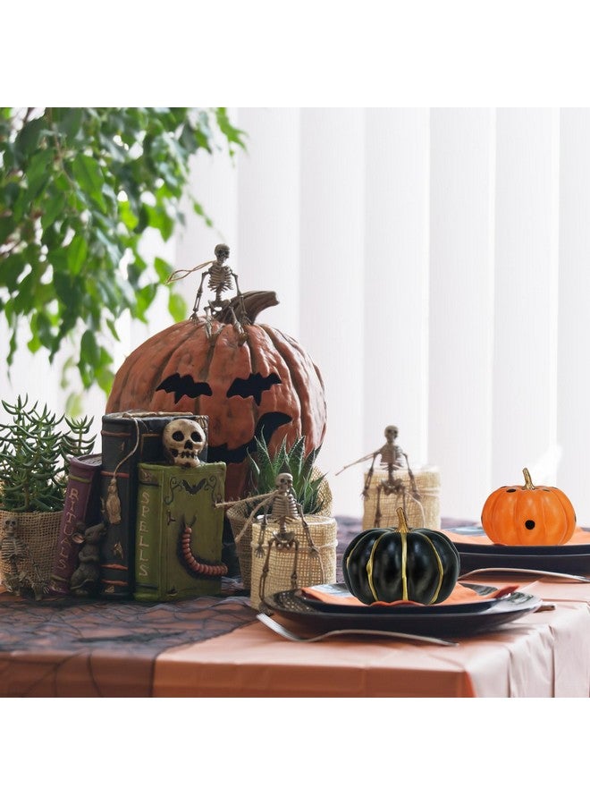 Winlyn Set of 8 Halloween Orange Black White Foam Pumpkins Small Decorative Pumpkins Stripe and Dot Artificial Pumpkins Decor 3.5 inch for Halloween Party Fall Thanksgiving Dinner Table Centerpieces - Image 4