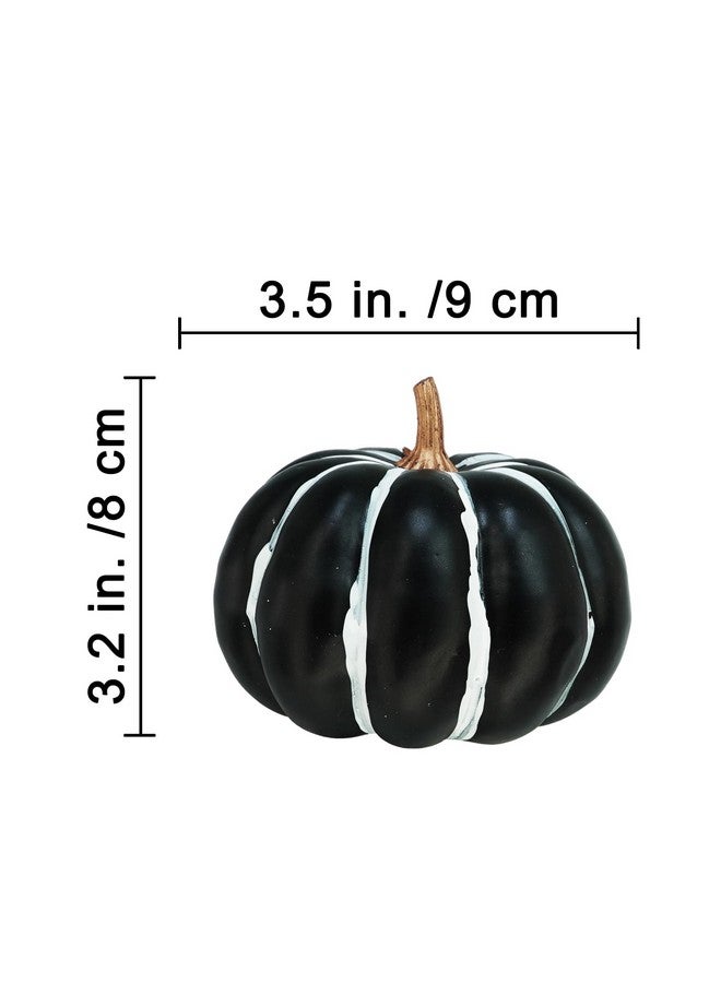 Winlyn Set of 8 Halloween Orange Black White Foam Pumpkins Small Decorative Pumpkins Stripe and Dot Artificial Pumpkins Decor 3.5 inch for Halloween Party Fall Thanksgiving Dinner Table Centerpieces - Image 3