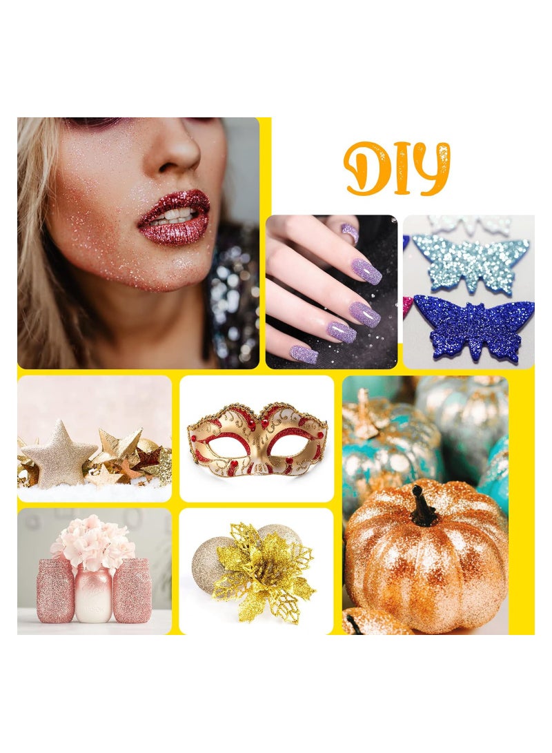 Excefore Temporary Glitter Tattoo Kit 24 Colors Body Glitter with 5 Brushes 2 Glue and Stencils, Temporary Shimmer Tattoo for Body Face Nail Kids Stage Concert Party Wedding Makeup, Art Craft Card Make Tool - Image 3