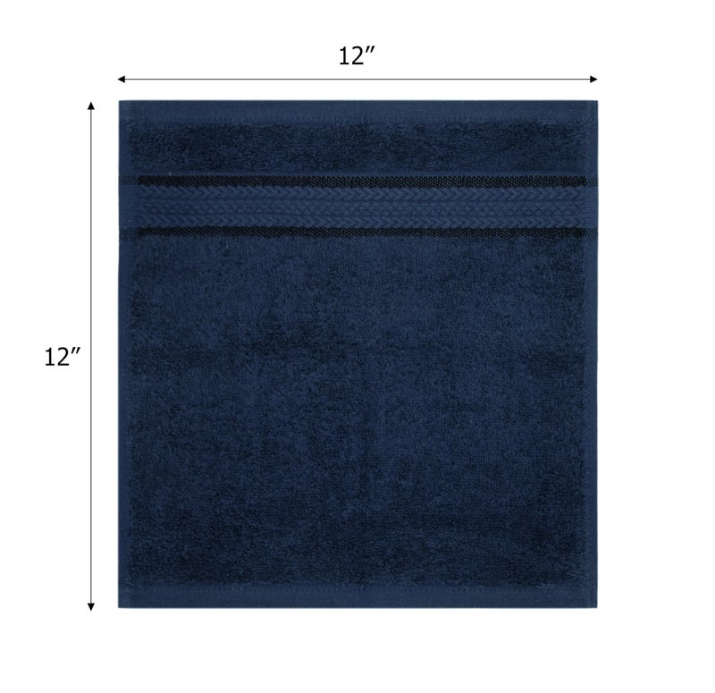 COTTON CRAFT Ultra Soft Washcloths -12 Pack- 12x12-100% Cotton Facecloths - Baby Wash Cloths - Absorbent Quick Dry Everyday Luxury Bathroom Kitchen Spa Gym Pool Camp Dorm - Easy Care - Navy - Image 2