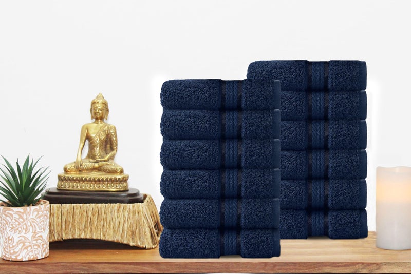 COTTON CRAFT Ultra Soft Washcloths -12 Pack- 12x12-100% Cotton Facecloths - Baby Wash Cloths - Absorbent Quick Dry Everyday Luxury Bathroom Kitchen Spa Gym Pool Camp Dorm - Easy Care - Navy - Image 4