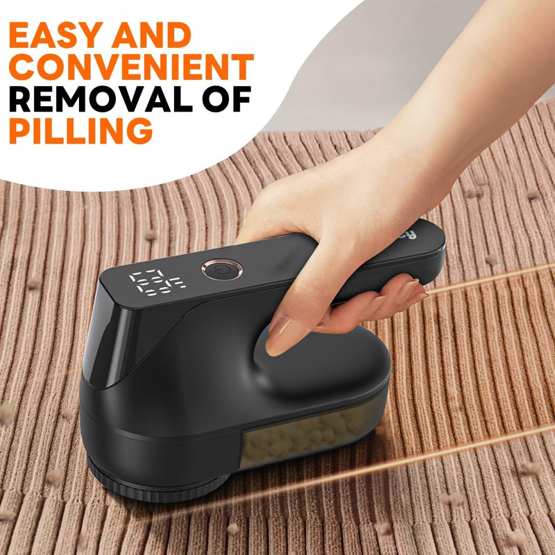 Fabric Shaver - Ziitty Lint Remover for Clothes, Sweater Defuzzer with LCD Display, 3-Speeds, 6-Blade, Type-C Rechargeable, Sweater Shaver to Remove Pilling Fuzz Lint Balls Pills for Clothes Furniture - Image 4