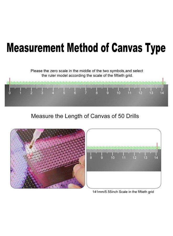 Mwoot 5D Diamond Pasted Painting Ruler and Adjustment Fix Tool, DIY Stainless Steel Diamond Art Painting Mesh Ruler with 360 Blank Grids for Round Drills (141mm Ruler) - Image 4