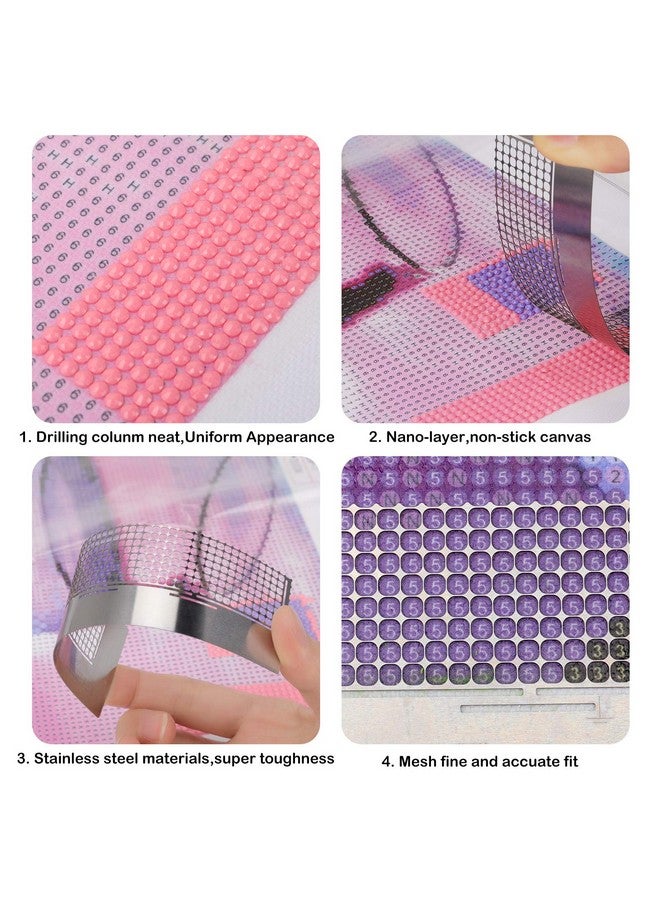Mwoot 5D Diamond Pasted Painting Ruler and Adjustment Fix Tool, DIY Stainless Steel Diamond Art Painting Mesh Ruler with 360 Blank Grids for Round Drills (141mm Ruler) - Image 2