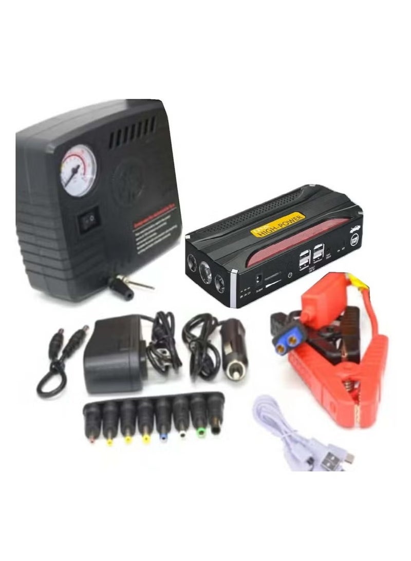 دينكس Portable 20000mAh Car Jump Starter with Built-in Air Compressor – Fast Charging, Multi-Use Emergency Power Pack for Vehicles, Travel, Roadside Assistance, and Tire Inflation - Image 2