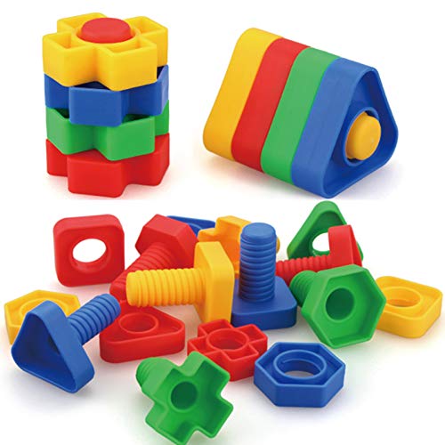 AIBELY Jumbo Nuts and Bolts Toys 52Psc for Toddlers Preschoolers Kids STEM Educational Montessori Building Construction Screw Matching Activities for 345 Year Old Boy and Girl - Image 1