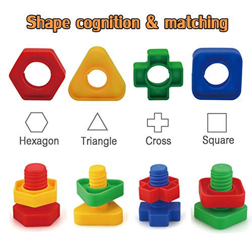 AIBELY Jumbo Nuts and Bolts Toys 52Psc for Toddlers Preschoolers Kids STEM Educational Montessori Building Construction Screw Matching Activities for 345 Year Old Boy and Girl - Image 5