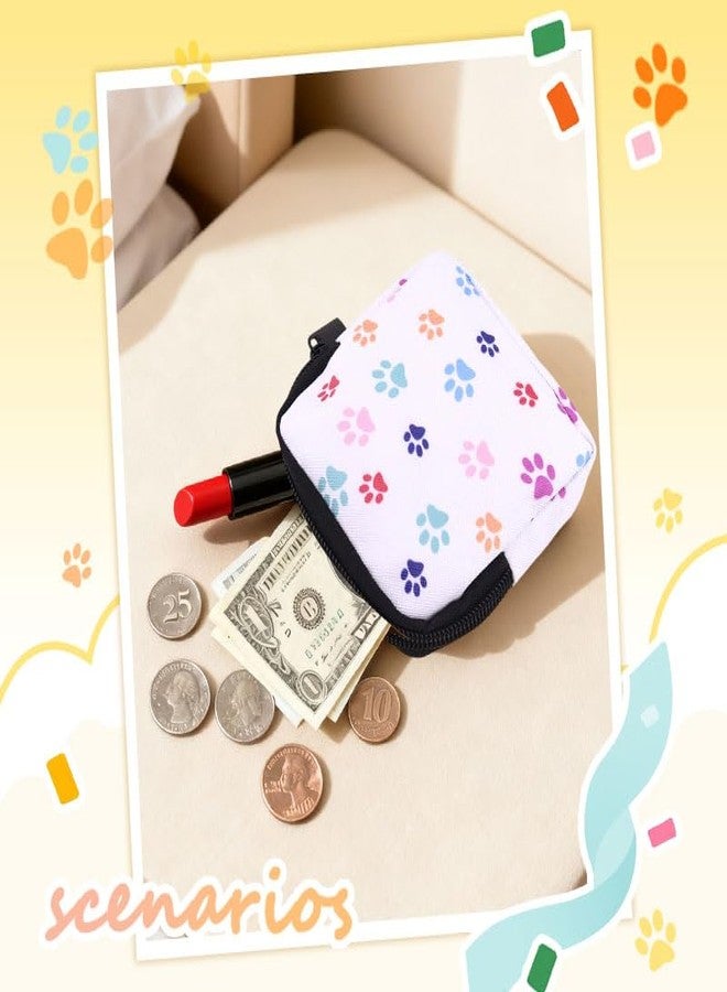 Xiyantiji Mini Coin Pouch for Women Girls Purse Backpack Lipstick Cosmetic Organizer for Pet Lover Owner Pet Paw Pattern Small Change Purse Pouches with Zipper Dog Treat Bags - Image 5