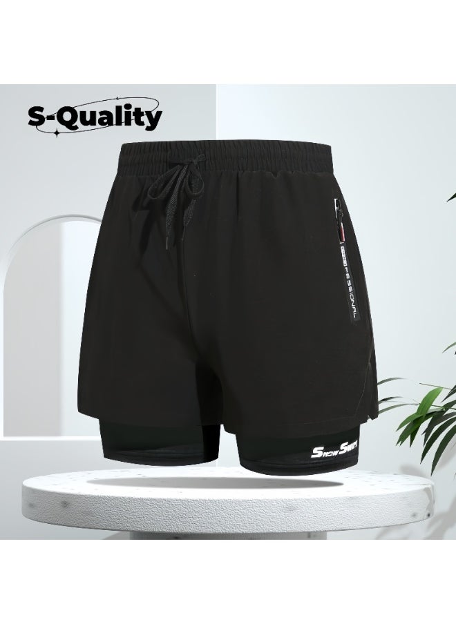 S-Quality Men’s Swimming Set of 3 – Double-Layer Quick-Dry Swim Shorts + PU Cap + Electroplated Anti-Fog Goggles  - Image 2