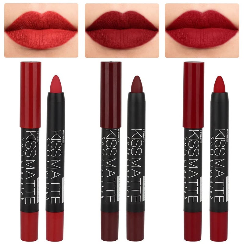 evpct 3Pcs Dark Red Lip Liner Pencil Set, Deep Ruby Red Matte Lipstick Long Lasting for Women, Lipstick and Lip Liner Crayon Set, Lipliner Pencil, Magic Lipsticks 24 Hours Original 10&11&18 - Image 1