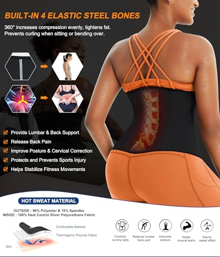 TrainingGirl مدرب الخصر TrainingGirl للنساء حزام خصر لتقليل البطن كورسيه لف البطن حزام تمرين عرق حزام رياضي بدلة ساونا - Image 5