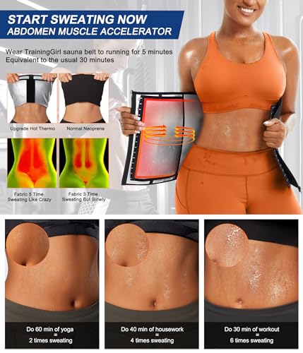 TrainingGirl مدرب الخصر TrainingGirl للنساء حزام خصر لتقليل البطن كورسيه لف البطن حزام تمرين عرق حزام رياضي بدلة ساونا - Image 3