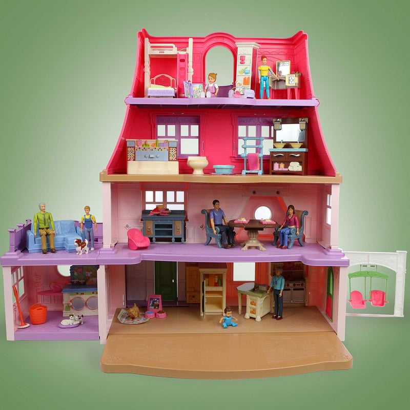 Beverly Hills Doll Collection Sweet Lil Family Friends Figures - New Addition Set of 9 Dollhouse People - Grandma, Grandpa, Mom, Dad, Sister, Brother, Toddler, Baby and Dog - Image 2