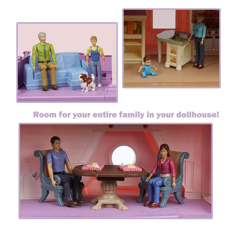 Beverly Hills Doll Collection Sweet Lil Family Friends Figures - New Addition Set of 9 Dollhouse People - Grandma, Grandpa, Mom, Dad, Sister, Brother, Toddler, Baby and Dog - Image 4