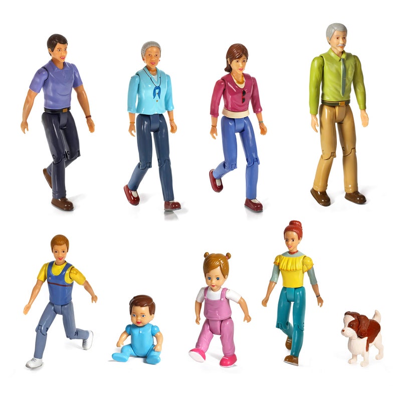 Beverly Hills Doll Collection Sweet Lil Family Friends Figures - New Addition Set of 9 Dollhouse People - Grandma, Grandpa, Mom, Dad, Sister, Brother, Toddler, Baby and Dog - Image 5