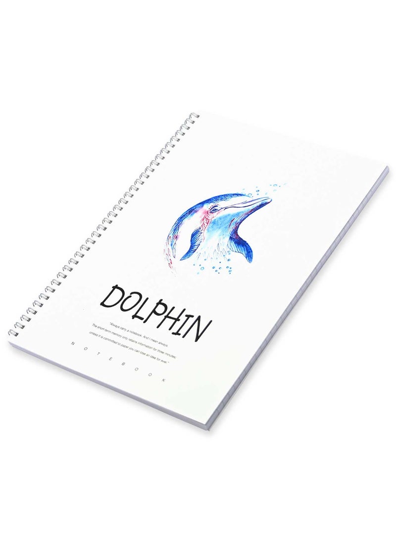 FIS Pack Of 5 Spiral Soft Cover Notebook, 96 Sheets A4 Dolphin Design 1 -FSNBSSCA496-DOL1 - Image 1