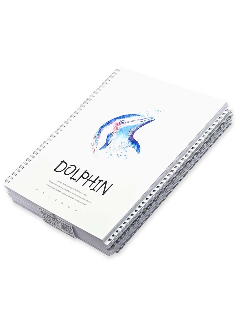 FIS Pack Of 5 Spiral Soft Cover Notebook, 96 Sheets A4 Dolphin Design 1 -FSNBSSCA496-DOL1 - Image 3