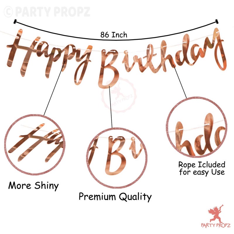 Party Propz Rose Gold Happy Birthday Decorations Items Combo - 29Pcs Set Rubber Ballons For Party Supplies, Birthday Decoration Items For Girls Or Wife - Image 4