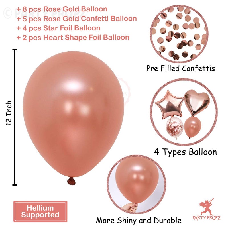 Party Propz Rose Gold Happy Birthday Decorations Items Combo - 29Pcs Set Rubber Ballons For Party Supplies, Birthday Decoration Items For Girls Or Wife - Image 3