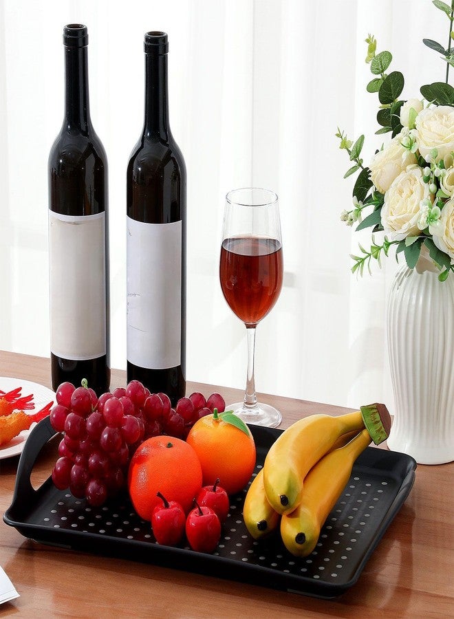 Uiifan مجموعة صواني تقديم الطعام Uiifan المكونة من 6 قطع، مانعة للانزلاق، بمقابض، مقاس 16.8 × 11.6 بوصة، صواني طعام كبيرة الحجم، صواني مستطيلة الشكل، مناسبة للبالغين، للفطور والعشاء والوجبات الخفيفة والفواكه والحلويات والمشروبات (أسود) - Image 5