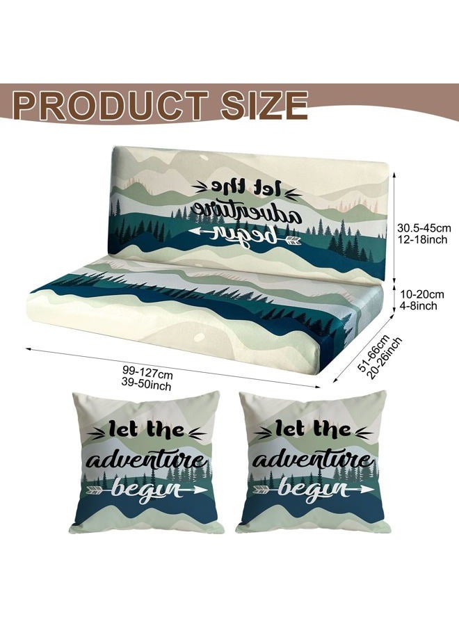 BBSET Rv Dinette Cushion Covers Stretch Washable Rv Cushion Slipcove Replacement for Camper Car Bench, 2 Pillowcase, 2 Backrest and 2 Bench Covers (Forest) - Image 2
