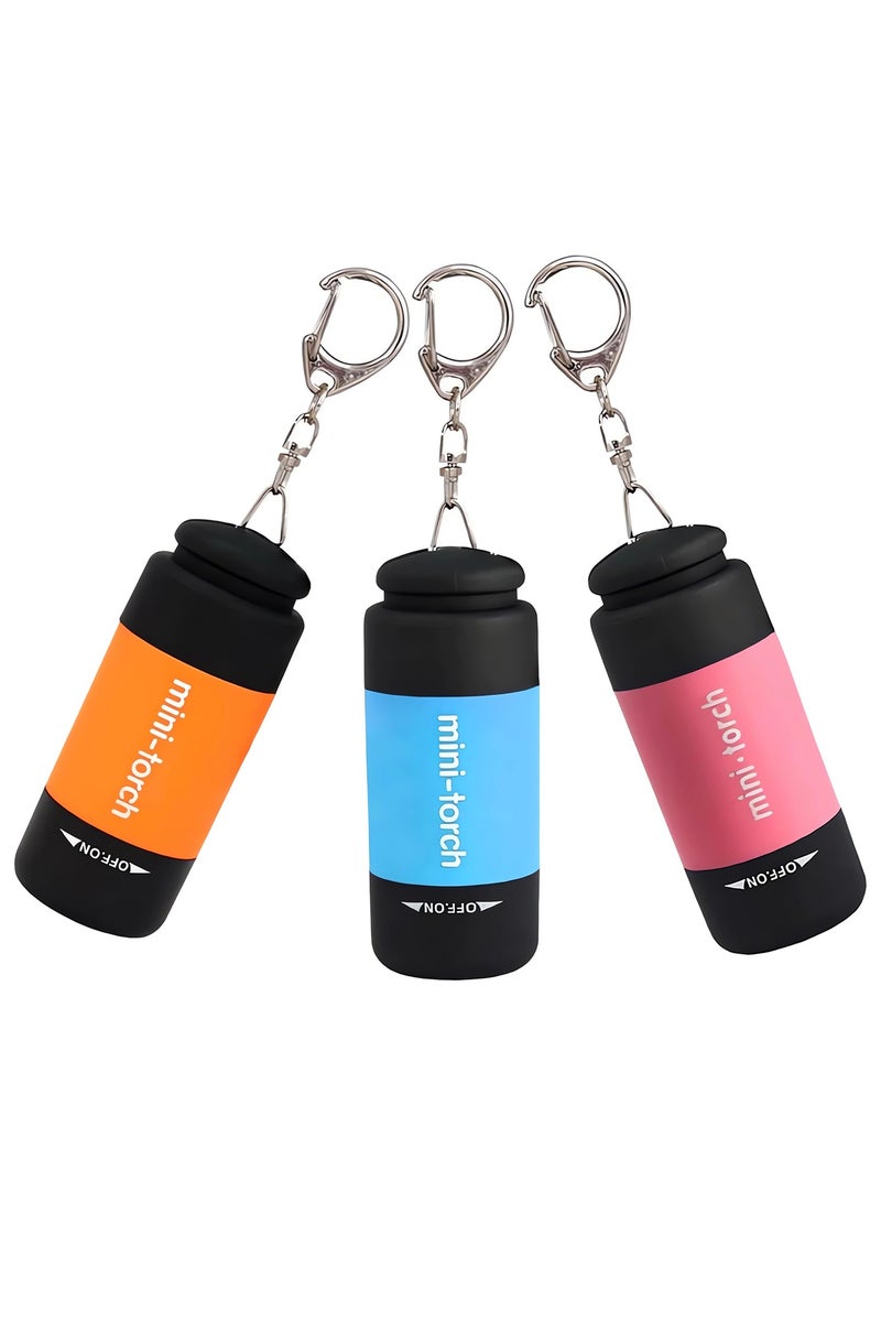 Mini USB Rechargeable Keychain Flashlight, LED High-Powered Pocket Keychain Flashlight for Travel, Emergency, Camping, Hiking, 3 Packs - Image 1