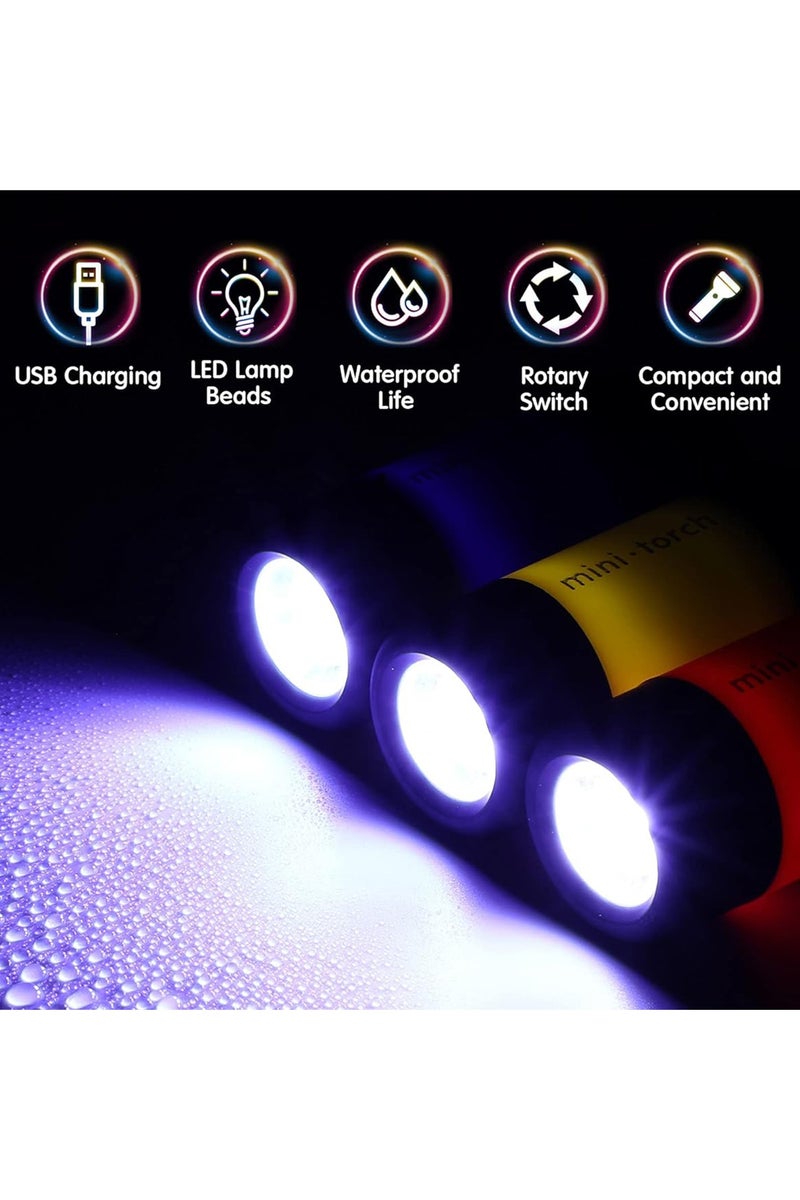 Mini USB Rechargeable Keychain Flashlight, LED High-Powered Pocket Keychain Flashlight for Travel, Emergency, Camping, Hiking, 3 Packs - Image 2