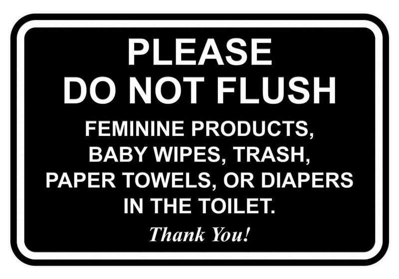 All Quality Classic Framed Please Do Not Flush Thank You Bathroom Etiquette Sign - 4" x 6" (Black-White) 1 Pack - Image 1