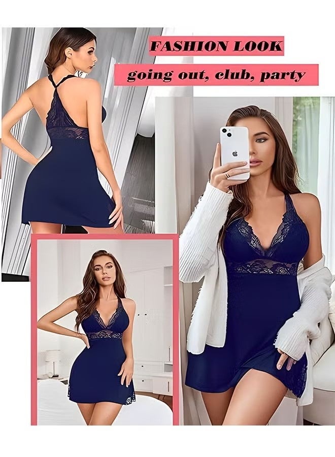 بيجامة المرأة الدانتيل نمط بيجامة تشيميسس الخامس الرقبة كامل حمالة دمية بيجامة ل ، فستان أنيق ، تنورة تأنيث - Image 3