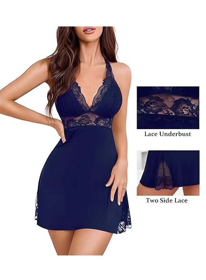 بيجامة المرأة الدانتيل نمط بيجامة تشيميسس الخامس الرقبة كامل حمالة دمية بيجامة ل ، فستان أنيق ، تنورة تأنيث - Image 1