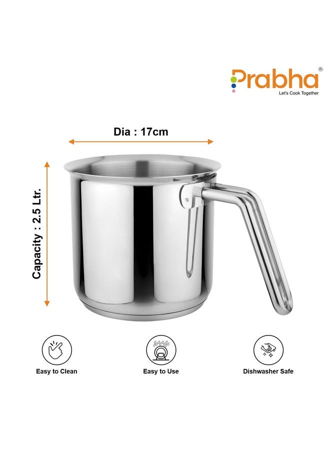 Prabha Stainless Steel Milk Pot 17cm, 2.5 Litre | Induction Compatible | Home & Kitchen Essential - Image 2