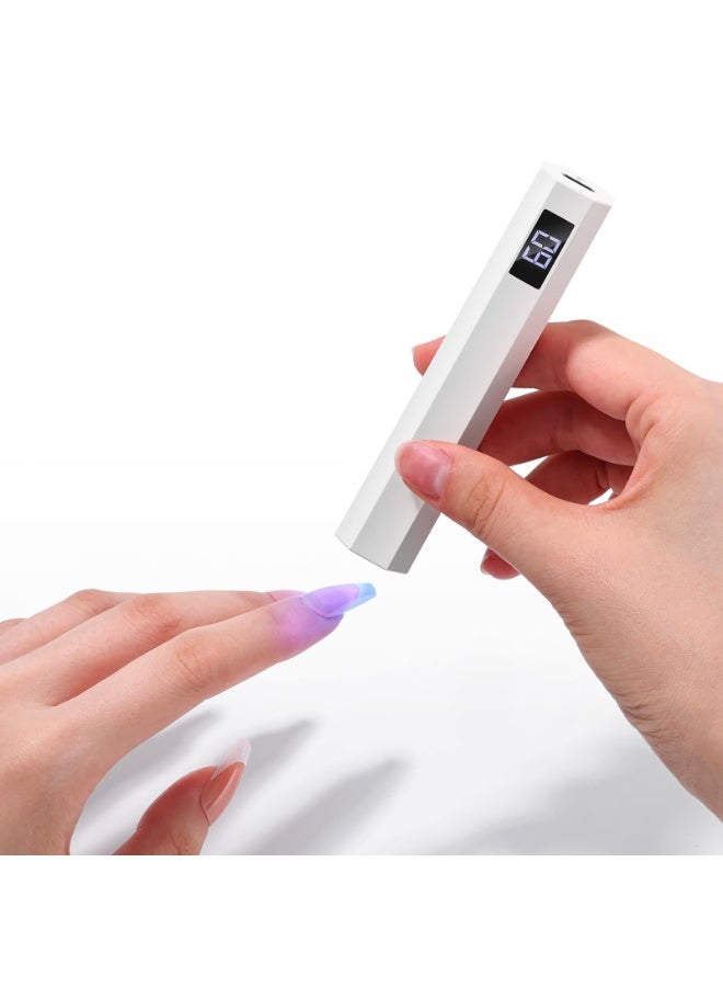 Handsfree Uv Nail Lamp With Bracket: Flash Curing Lamp With Countdown Timer Lcd Display 200 Mah Rechargeable Led Nail Lamp For Gel Nail Polishing Rhinestone Decoration Diy Home (White) - Image 2