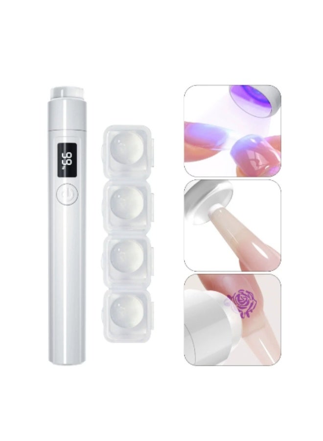 Handsfree Uv Nail Lamp With Bracket: Flash Curing Lamp With Countdown Timer Lcd Display 200 Mah Rechargeable Led Nail Lamp For Gel Nail Polishing Rhinestone Decoration Diy Home (White) - Image 1